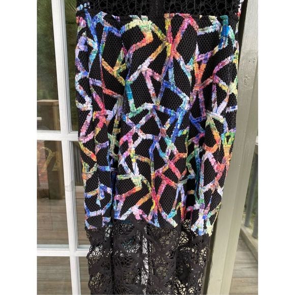 Alberto Makali New York Black Lace Multicolor Zipper Dress Size Small, MSRP $486 - Picture 10 of 14